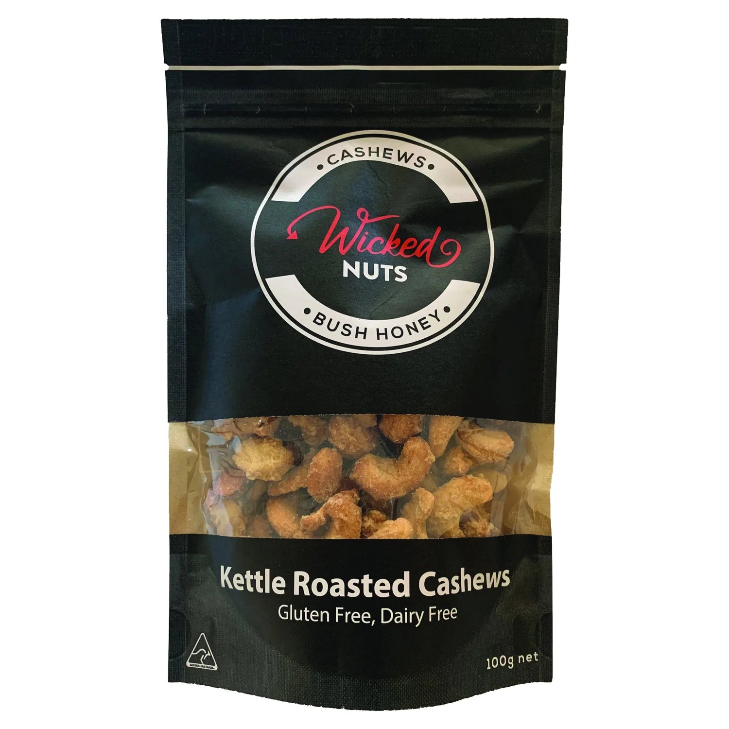 Wicked Nuts - Bush Honey Roasted Cashews 100g