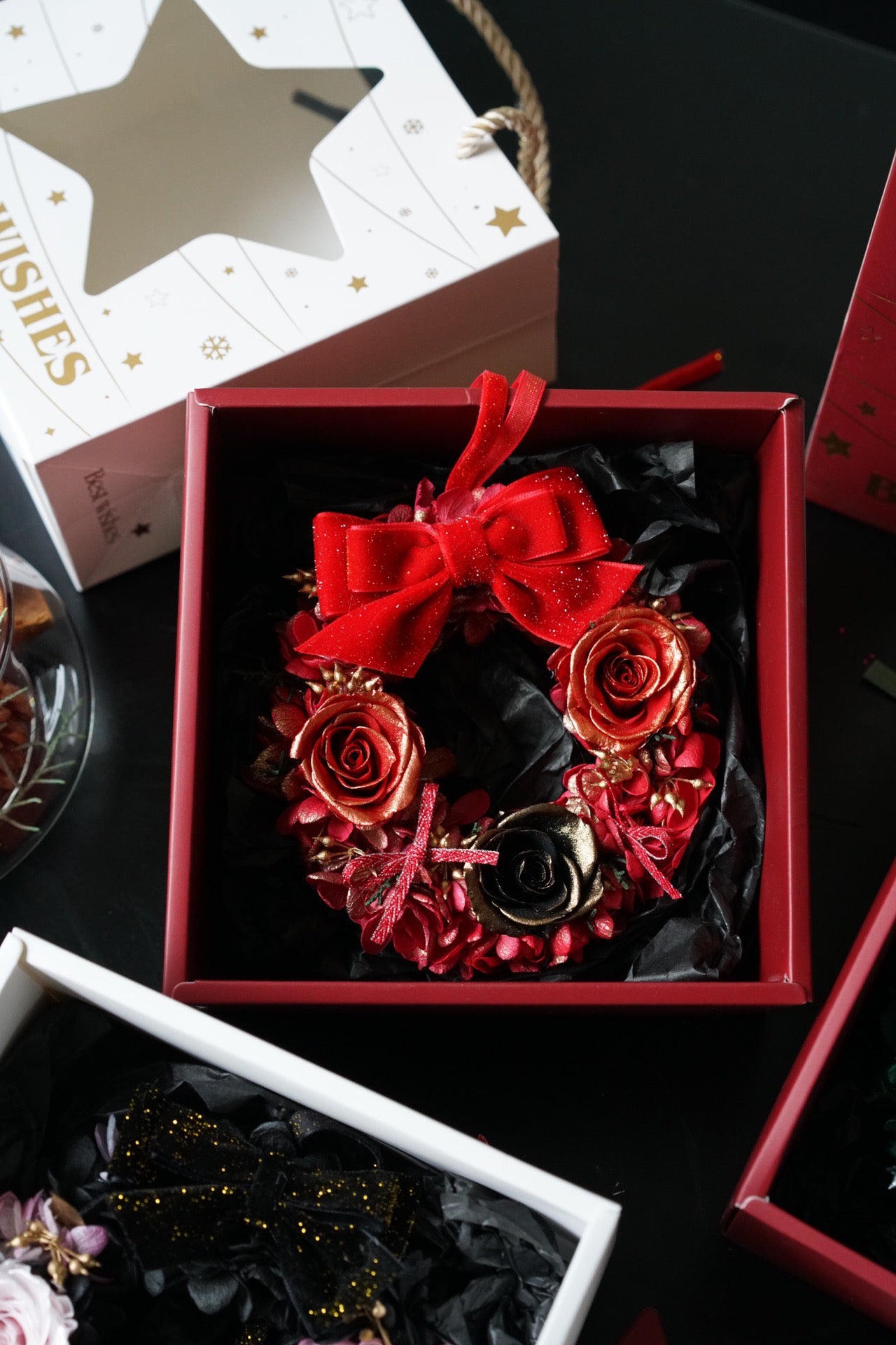 Christmas Wreath Pendant Preserved Flowers