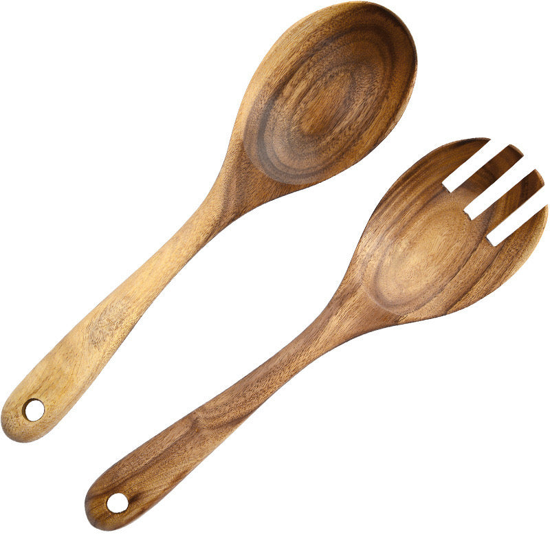 Salad Fork & Spoon Set - Wooden