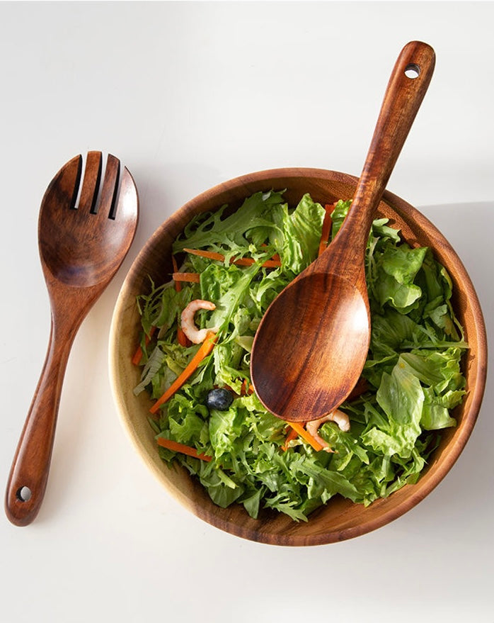 Salad Fork & Spoon Set - Wooden